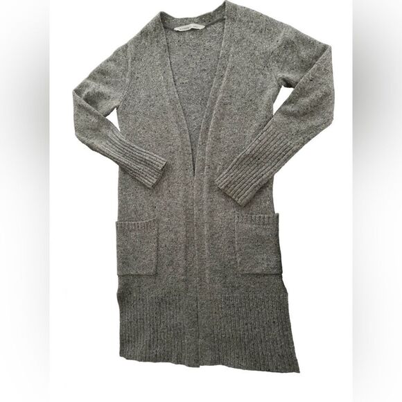 Athleta Wool Blend Long Line Open Cardigan Sweater SZ Small Gray Pockets Capsule - Picture 3 of 7